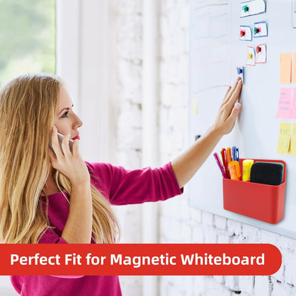 Magnetic Pen Holder,2 Pack Magnetic Dry Erase Marker Holder with Generous Compartments,Strong Magnet Storage Marker Pen Pencil Organizer for Refrigerator,Whiteboard,Locker Accessories