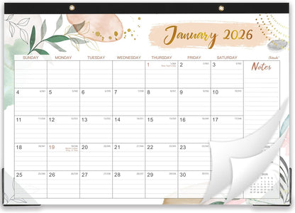 2026 Desk Calendar - Desk Calendar 2026, Jan 2026 - Dec 2026, 12 Monthly Desk/Wall Calendar Large 17" x 12", Large Ruled Blocks, Notes, Thick Paper