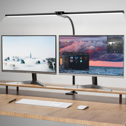 Desk Lamp for Office Home, 31.5" Desktop Lighting Bar with Gooseneck, Clip on Desk Light with Clamp, Bright Dimmable Table Lamp for Study, Work, Computer, Monitor, Reading