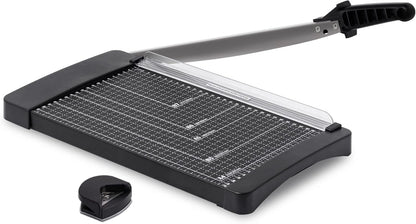 TIANSE Paper Trimmer Paper Cutter Guillotine with Safety Blade Lock 12” 8 to 12 Sheet Capacity Heavy Duty Metal Base A4 Paper Cutting Board for Home Office School