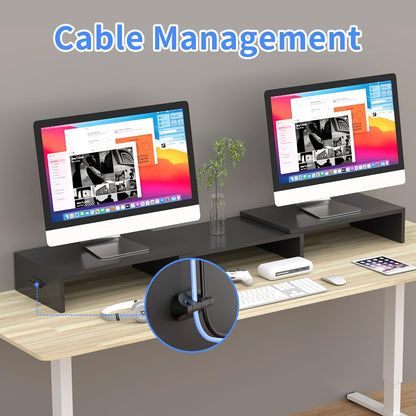 Pholiten Dual Monitor Stand Riser for 2 Monitors，Desktop Monitor Stand with Adjustable Length and Swivel Angles, Extra Long Multifunctional Stand up to 48.2" fit Computer Laptop Printer Max 44 lbs