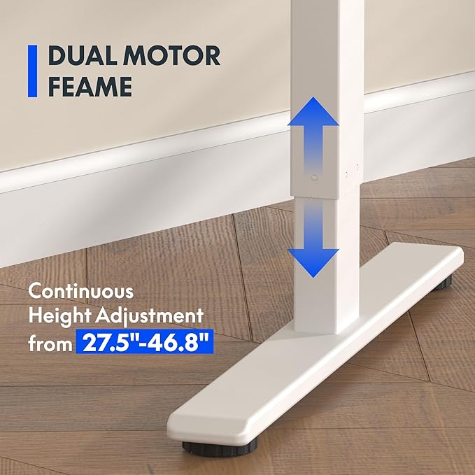 FLEXISPOT E3 Dual Motor Electric Standing Desk 55 x 28 Sit Stand Up Desk, Holds 220 lbs, Adjustable Height w/ Memory Presets, One-Piece Marble Grey Desktop & White Frame, Ships in 2 Boxes