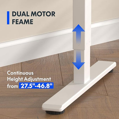 FLEXISPOT E3 Dual Motor Electric Standing Desk 55 x 28 Sit Stand Up Desk, Holds 220 lbs, Adjustable Height w/ Memory Presets, One-Piece Marble Grey Desktop & White Frame, Ships in 2 Boxes