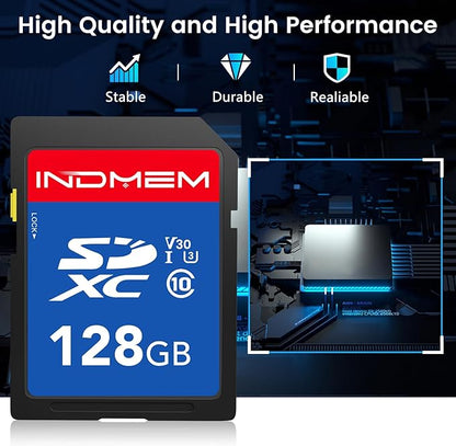 128GB SD Card 2Pack, C10, U3, V30, High Speed up to 90M/S, SDXC UHS-I Memory Cards, Full HD & 4K Video Compatible with Digital Camera, HD Camcorders, DSLR and PC, 128GB(2 pc)