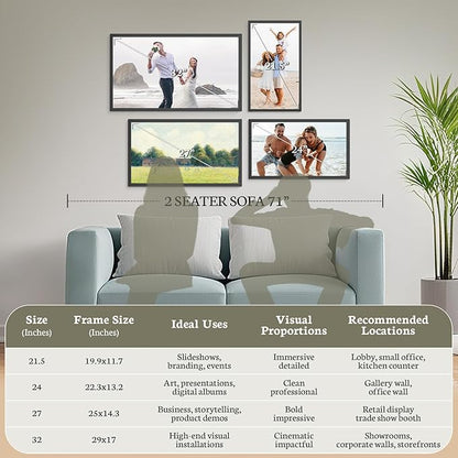 BSIMB Large Digital Picture Frame 27 Inch, 1920x1080 FHD WiFi Digital Photo Frame Electronic 32GB, Wall Mount Included, Share Pictures/Videos via App Easy Setup Gifts for Mom(Non-Touch), Dark Wood