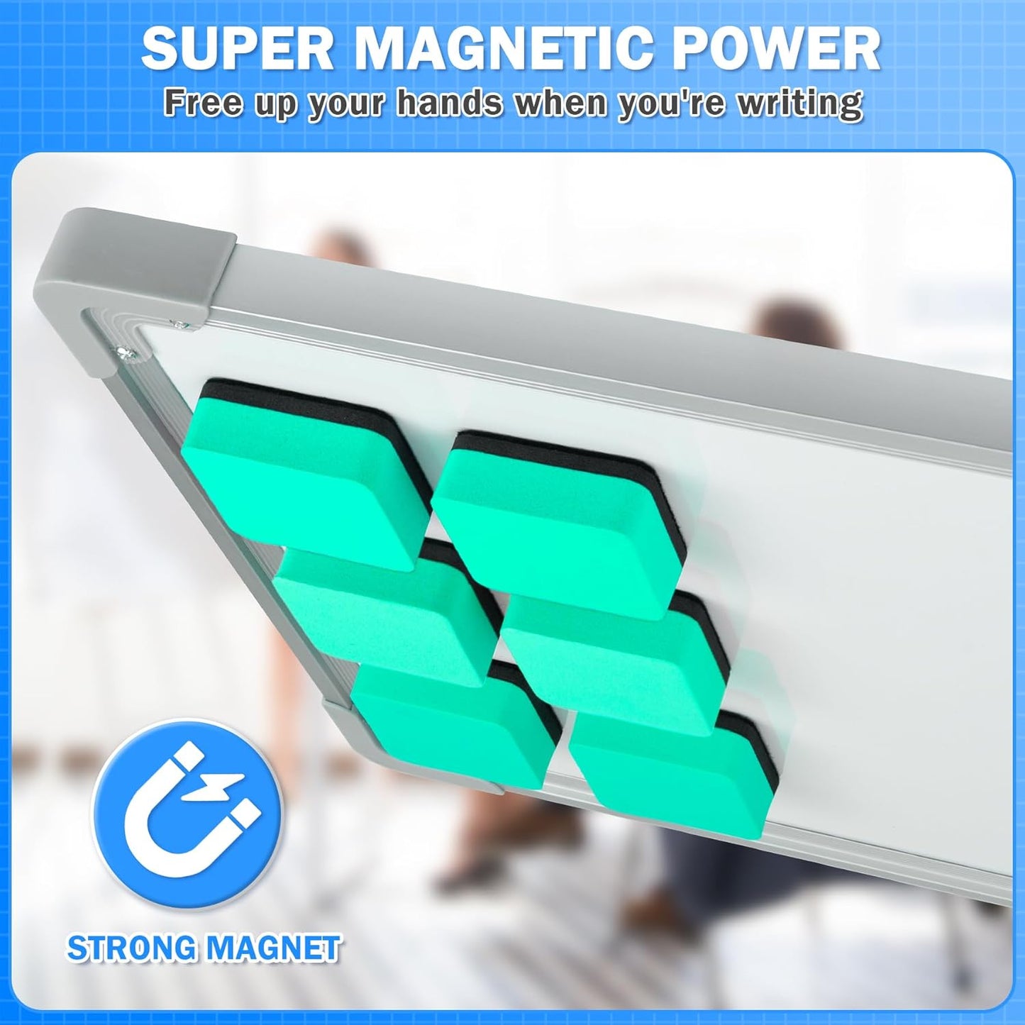 EAONE 48 Pack Dry Erase Eraser, Magnetic Whiteboard Cleaner Mini Chalkboard Cleansers for Classroom, School, Office, Home (Green, 1.97 x 1.97 Inch)