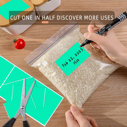 PARLAIM 5" x 3" Rectangle Color Coding Labels,500 per Inventory Labels Color Code Stickers Dispenser Box,Aqua Sticker Labels for Inventory &Family School Storage Bins Label (Aqua)