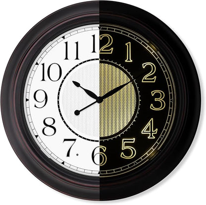 18 Inch Lighted Wall Clock Outdoor Clocks with Smart Light Sensor Battery Operated Wall Clocks with Night Light, Waterproof Wall Clock for Patio, Garden, Porch, Living Room, Home, Office