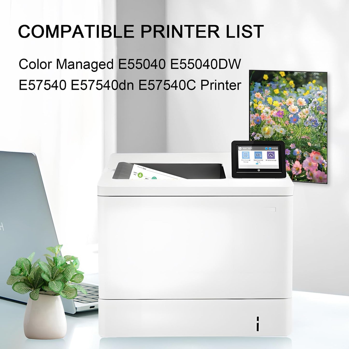 W9060MC W9061MC W9062MC W9063MC Remanufactured Toner Cartridges Compatible for W9060, Works for Color Managed E55040 E55040DW E57540 E57540dn E57540C Printer(4 Pack, Black Cyan Yellow Magenta)