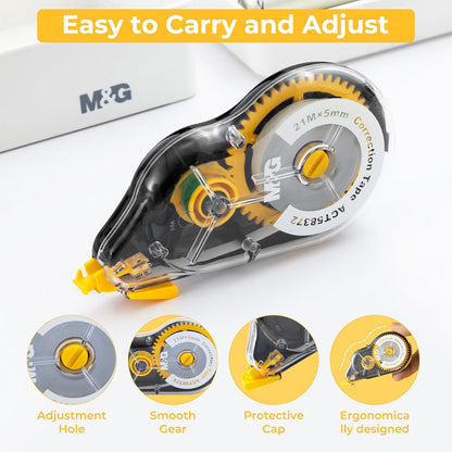 M&G 12 pack 68.9 Feet correction tape,826.8FT/ 252M in total, Correction tape bulk for School, Office, Note Taking, Journal,Easy to Use Applicator for Instant Corrections
