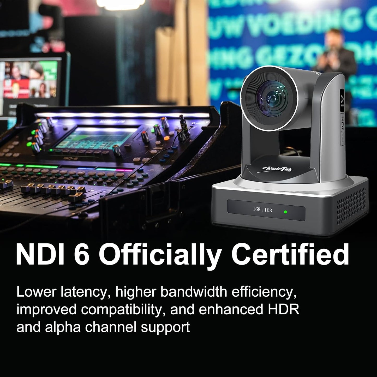 NDI PTZ Camera (Native NDI 6 Certified), AI Auto Tracking 1080P60 PoE, 20X Optical Zoom, 3G-SDI HDMI USB3.0 LAN, Live Streaming for Church Meeting Education Sport Hospital Wedding