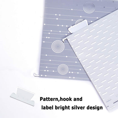 Y YOMA 12 Pack Decorative Hanging File Folders Letter Size File Folder Cute Pretty Hanging Folder Organizer for Filing Cabinet Office Home Desktop with 1/5-Cut Adjustable Tabs, 3 Silver Foil Design