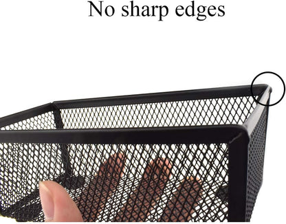 HAHIYO Stackable Mesh Tray Cup 6 x 3 x 2 inches Sturdy Container for Desk Drawer Organizer Collection for Home Office School kitchen Soft Foam Feet No Sharp Edges 2 Pack Black