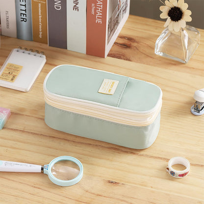 Big Pencil Case Large Capacity Pencil Bag with Zipper Pencil Pouch for Girls Boys Kids Adults Stationery Pencil Pen Case Organizer for School Office Green
