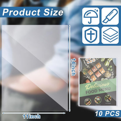 Henoyso 10 Pcs 11x14 Inch PVC Rigid Print Protectors, Heavy Duty Hard Plastic Poster Sleeves for Prints, Magazines, Photos & Paper, Ideal Rigid Menu Covers Paper Page Protectors