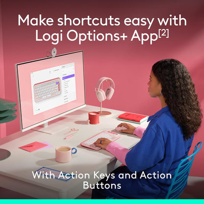 Logitech POP ICON Combo, Bluetooth Keyboard and Mouse Combo, Comfortable Typing, programmable Keys and Buttons, Quiet clicks, Easy-Switch up to 3 Devices - Rose