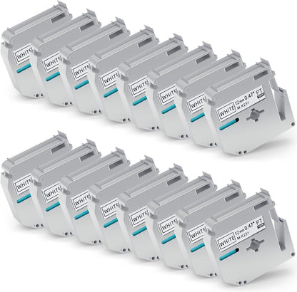 16 Pack M-K231 M Tape 12mm Compatible with M-K231s Brother Label Tape Black on White 0.47 Inch for P Touch PT-M95 PT95 PT65 PT-65 PT70 PT85 PT90 Label Maker Tape Refill