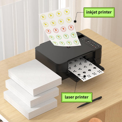 Methdic 1.5" Diameter High Visibility Printable Round Labels，Matte White，600 Customizable Blank Stickers