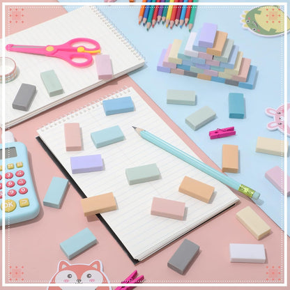 144 Pcs Bulk Erasers for Kids Pencil Erasers First Day of School Gifts for Student Pastel Colors Neon Colors Cute Party Favor for Classroom Art Office, Back-to-school Supplies(Stylish Color)