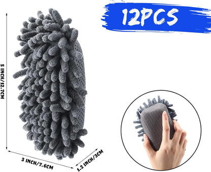 Epakh 12 Pieces Magnetic Microfiber Dry Eraser Microfiber Whiteboard Washable Shag Erase Board for Markers Chalk Home Classroom and Office(Grey)