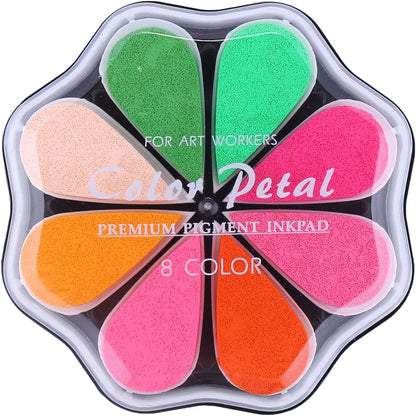 Petal Ink Pads for Rubber Stamps Waterdrop Shaped Stamp Pads with 8 Assorted Colors (Set 1006)