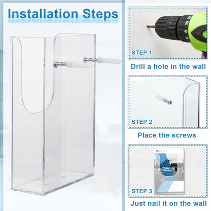 Blulu 20 Pcs Acrylic Brochure Holder Wall Mount, 4 x 6 Inches Clear Flyer Holder Rack, Plastic Pamphlet Stand with Nails for Magazine, Booklet, Card, Bookmark Display, Home Office and Church Supplies