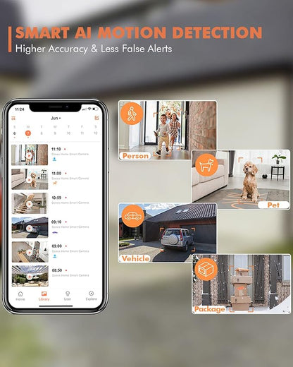 Dzees Security Camera Outdoor Wireless - Upgrade 2K 3MP Battery Powered WiFi Outdoor Camera Wireless, Spotlight, Siren, AI Dectection, Color Night Vision, IP66 Waterproof Cloud/SD-Black