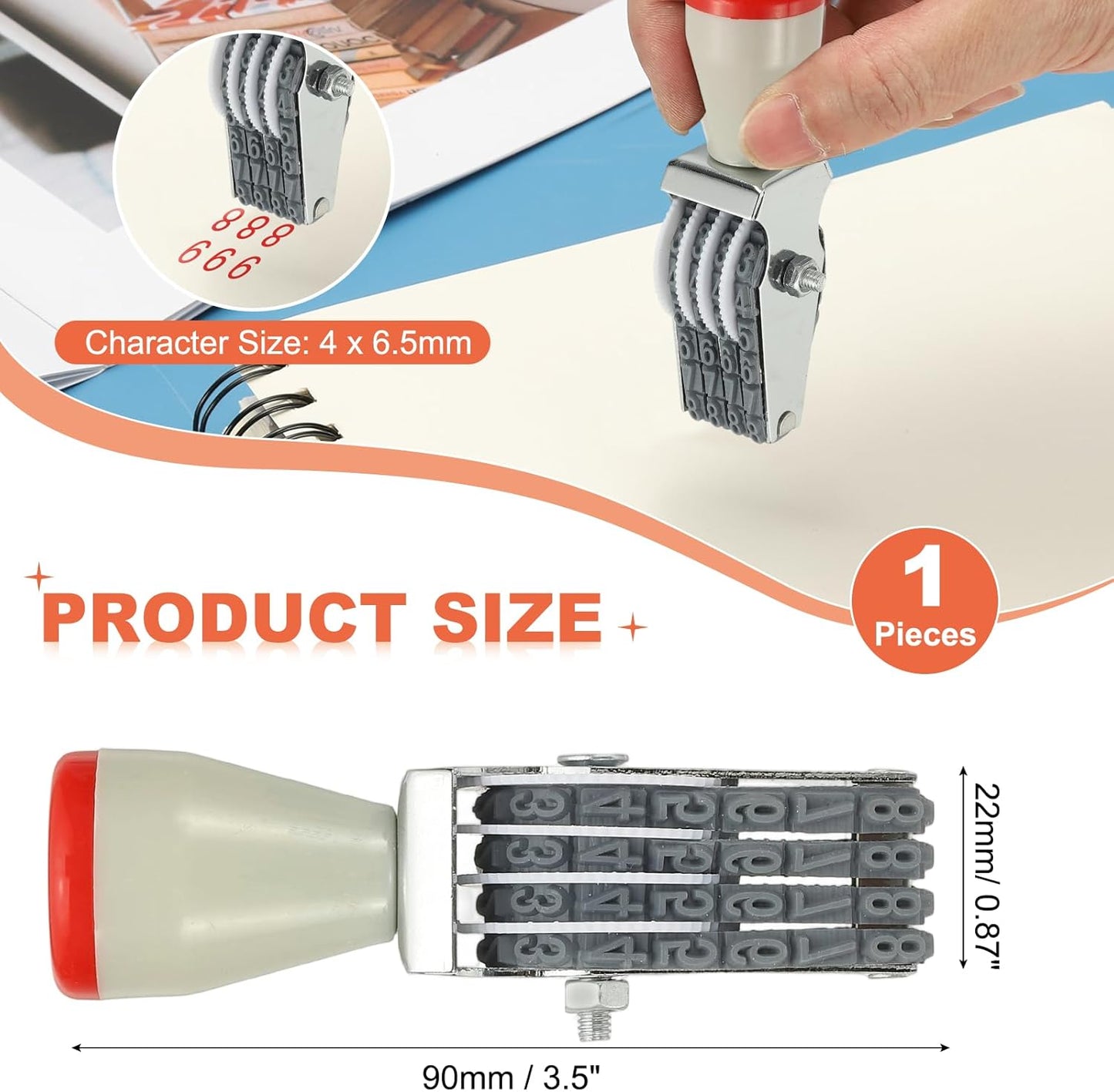 PATIKIL 4 Digit Number Roller Stamp, Adjustable Rubber Stamp Changeable Numerical Symbol Office Date for Business Creative Price Tag