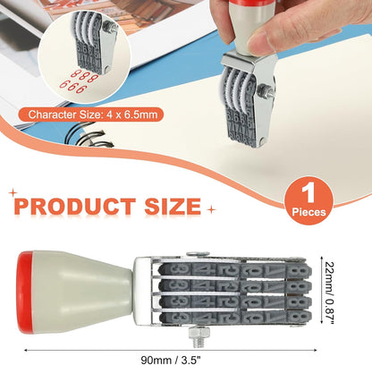 PATIKIL 4 Digit Number Roller Stamp, Adjustable Rubber Stamp Changeable Numerical Symbol Office Date for Business Creative Price Tag