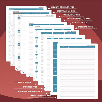 Weekly Monthly 2026 Planner (Jan.26-Dec.26),11.5"x8.5",12 Months Agenda Plan with Month Tabs & Pocket,Expenses/Note Pages, Appointment Book Calendar with Hardcover Vegan Leather Cover,Red