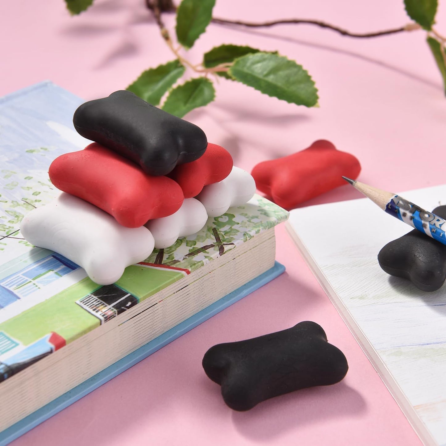 12 Pack Bone Erasers for Kids, 3D Erasers for Boys and Girls, Fun Take Apart Erasers for School Supplies Prize Gifts Party Favors