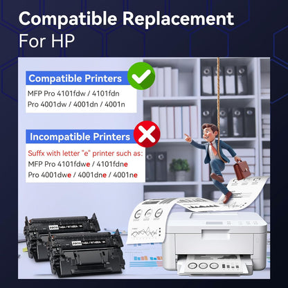148A Toner Cartridge Black with Chip - Compatible Replacement for HP 148A 148X W1480A W1480X for HP Laserjet Pro MFP 4101fdw 4001dn 4001n 4101fdn 4001dw Printer High Yield for Office Work - 2 Pack