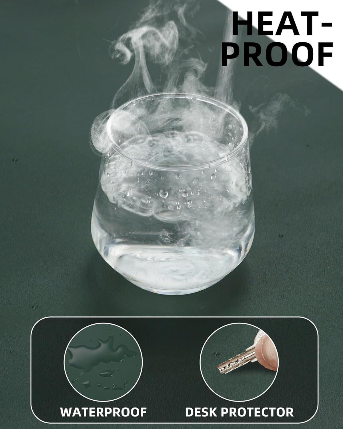 Leather Desk Pad Protector, Mouse Pad, Office Desk Mat, Non-Slip PU Leather Desk Blotter, Laptop Desk Pad, Waterproof Desk Writing Pad for Office and Home (Green, 31.5" x 15.7")