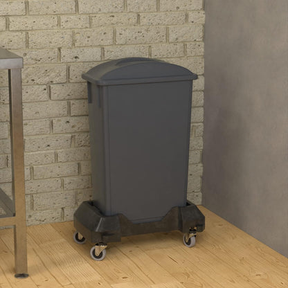 23 Gallon Gray Slim Jim Trash Can with Flat Lid with Handle and Dolly