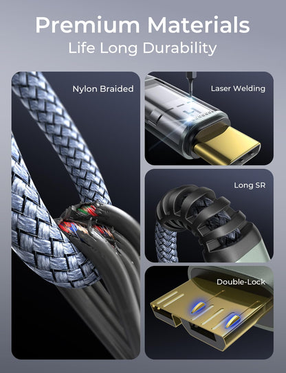 AINOPE External Hard Drive Cord 10Gbps Micro B to USB C External Hard Drive USB C to Micro B Cable Nylon Braided for MacBook Air/Pro, Seagate, WD Toshiba, SSD, iPhone, iPad, Camera, 1.6FT, Grey