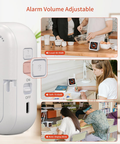 Digital Visual Timer - Max 11H 59M Rechargeable Countdown Timer with VA Display, Clear Digits, Adjustable Volume and Brightness, Magnetic Digital Timer for Kitchen, Classroom, Office (White)