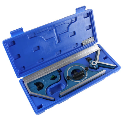 Accusize Industrial Tools 12'' 4 Combination Square Ruler Set Protractor Satin, 4-R Graduation, 0000-8101