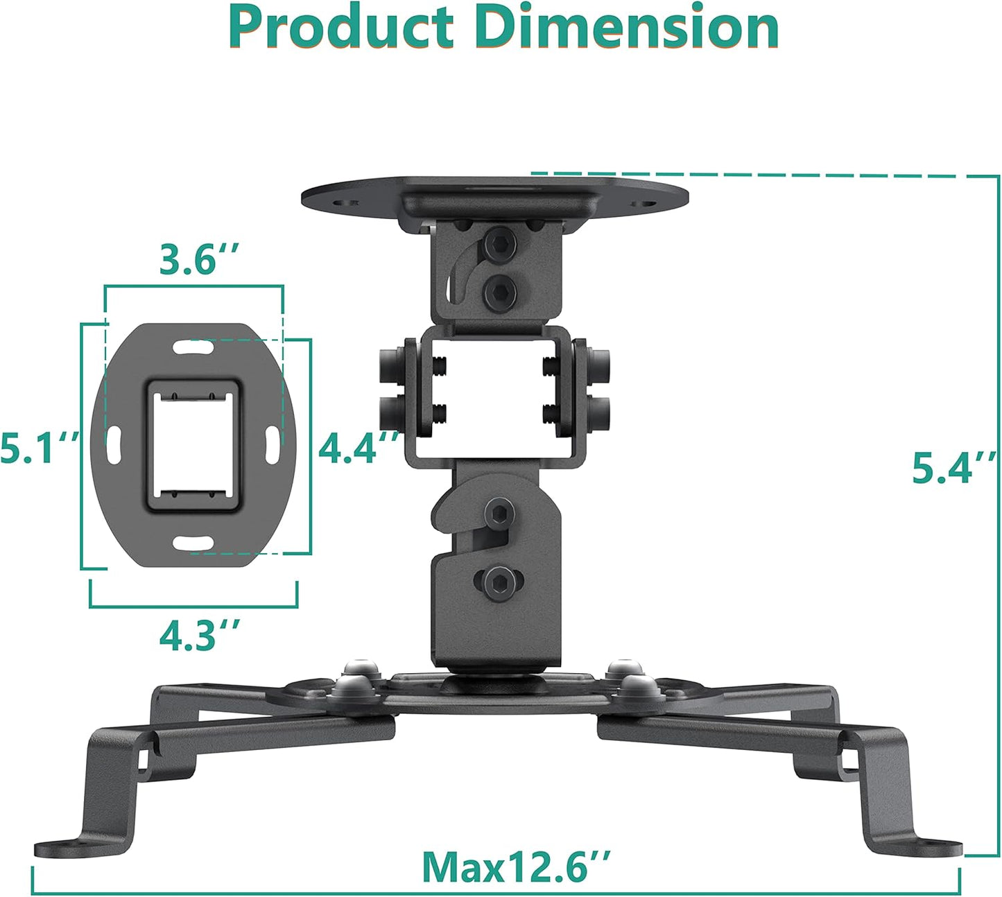 WALI Projector Ceiling Mount, Universal Low Profile Projector Mount with Retractable Arms and Multiple Adjustment Function (PM-002-B), Black