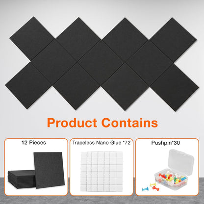 Large Cork Boards for Walls 48" x 36" 12 Pack Bulletin Boards Alternative Cork Board for Office Contains 72 Removable Security Stickers 30 Push Pins