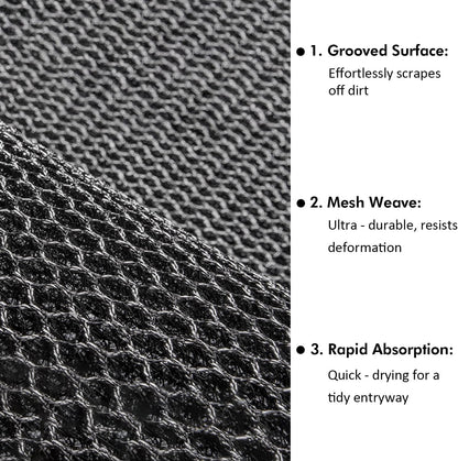 Front Door Mat Indoor Entrance 29.5"x17" for Apartments/Small Spaces, Heavy Duty Rubber Entryway Mats Backing Inside/Outside Dirt Trapping, All Weather Outdoor Rug Black and White