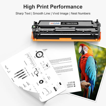 128A Toner Cartridges High Yield Compatible Replacement for HP 128A CE320A CE321A CE322A CE323A for HP Pro CM1415fn CM1415fnw CP1525n CP1525nw Printer (Black Cyan Yellow Magenta, 4-Pack)