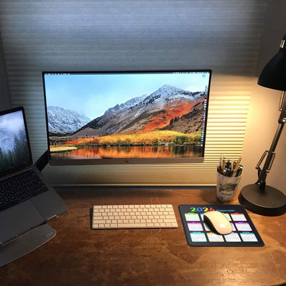 Calendar Mouse Pad 9.5 X 7.8 in, Mouse Pads with Stitched Edges and Non-Slip Rubber Base, Home Office Desk Decor Accessories for Computer Laptop Work Gaming (White 2026)