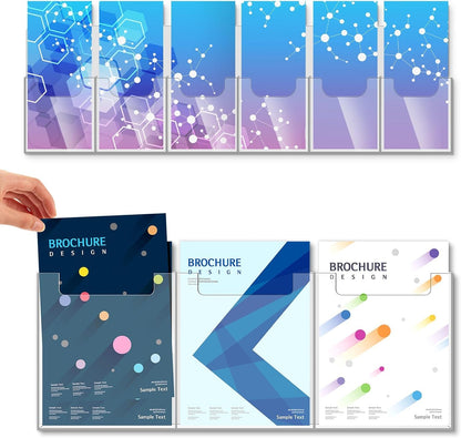 Sherr 2 Pcs Acrylic Brochure Pamphlet Holder Wall Mount 2 Sizes 9 Pocket Fits for 8.5" x 11" and 4" x 9" Brochure Magazine Holder Literature Multi Slot Wall Mount Combo Display Clear Flyer