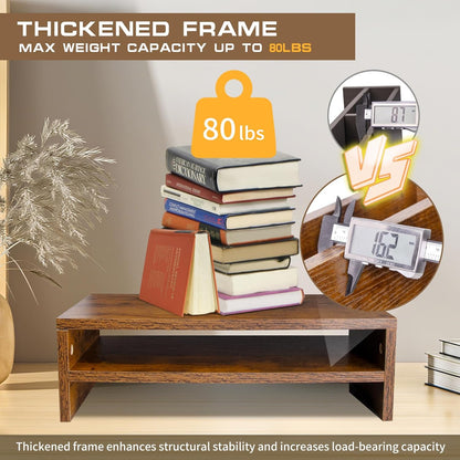 Monitor Stand Riser, 2 Tier Computer Stand, Desk Organizers and Accessories, Desktop Shelf with Storage for TV Screen PC Printer (Rust Brown-18.9inch)