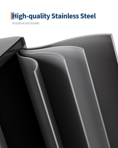 GarveeHome 2 x 8 Gallon Stainless Steel Double Trash Can with Lid for Kitchen, Large Dual Trash and Recycle Bin Combo, Step-on Kitchen Metal Garbage Cans, PP Inner Buckets, Liner Rim, Matte Grey