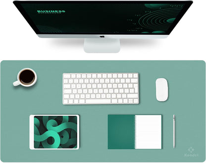K KNODEL Large Office Leather Desk Mat, Mouse and Keyboard Pad, Computer and Laptop Mat, Desktop Protector and Cover, Writing Pad and Blotter (31.5"x15.7", Green)