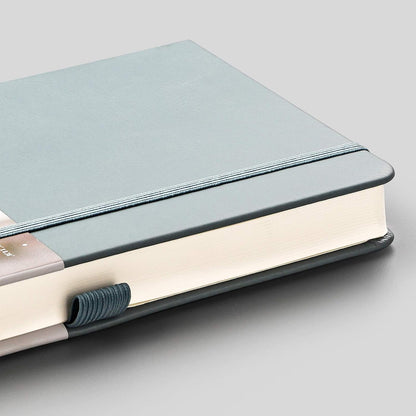 EMSHOI Dotted Notebook - 256 Pages A5 Dotted Grid Journal Notebook,120gsm Thick Paper,16 Perforated Pages, Smooth PU Leather, Inner Pocket,5.75'' × 8.38''-GrayBlue