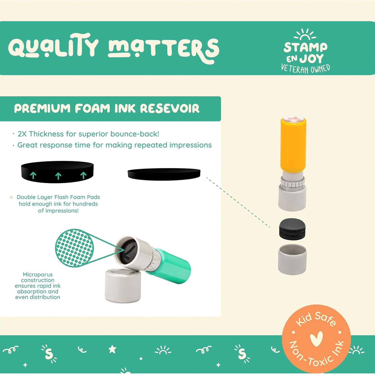 5 Self-Ink Flash Stamp Set, Multicolor Teacher Stamps for Classroom, Pre-Inked, Refillable Stamps (Planner Stamps)