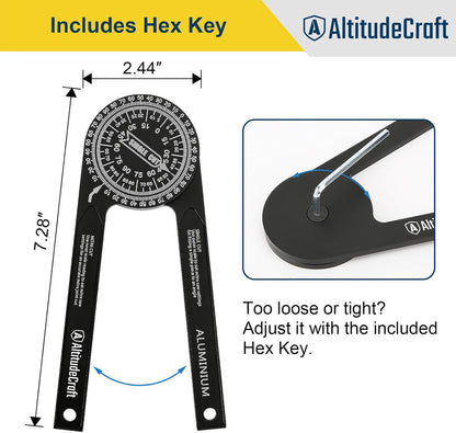 Precision Aluminum Miter Saw Protractor | 7.28-Inch Rust-Resistant Angle Finder with 360° Rotation & Laser-Engraved Scales for Accurate Miter Cuts