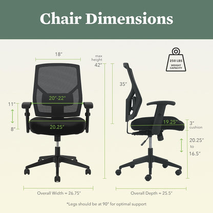 HON Crio High Back Task Chair, Ergonomic Office Chair with Adjustable Arms and Back Support, Lumbar Support, 360 Swivel, Adjustable Center-Tilt Recline, for Computers, Desks, Home Office, Black